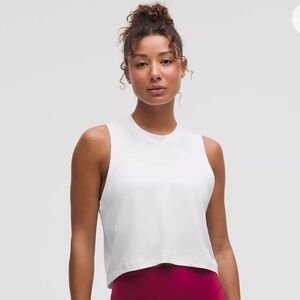 Lululemon Athletica White Sleeveless Crop Muscle Tee
